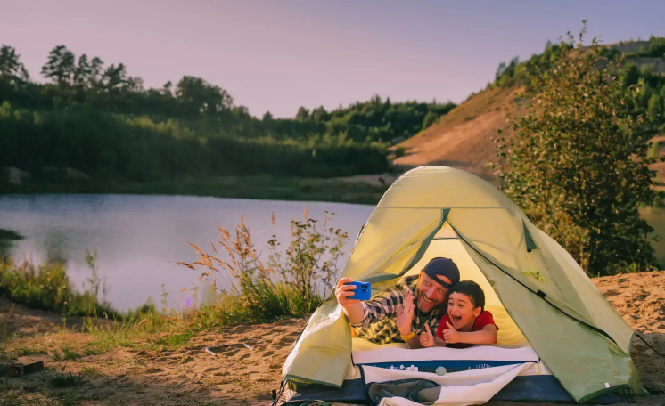 An idyllic camping scene
