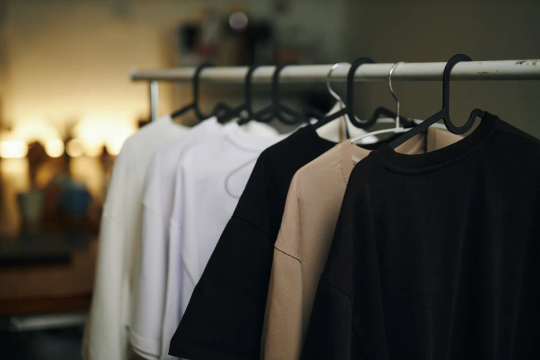 Shirts hanging on a rack